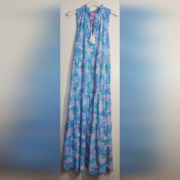 Lilly Pulitzer NWT Malone Maxi Dress Las Olas Aqua Strong Current Sea - Picture 5 of 5